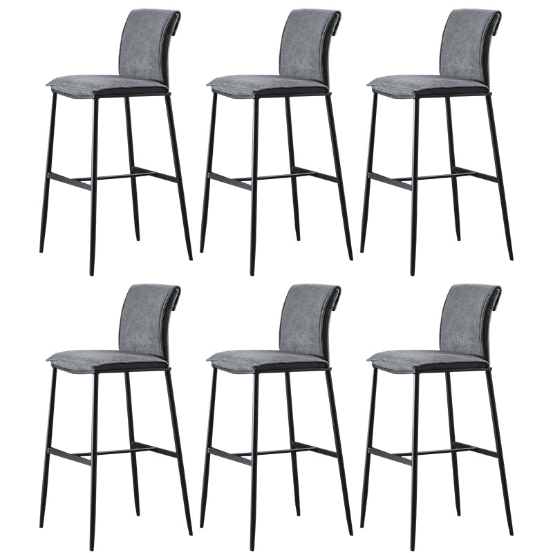 Contemporary Upholstered Counter Stool Low Back Bar Stool with Footrest Grey 6 Piece Set Bar Stool(30"H) Clearhalo 'Bar Furniture' 'Bar Stools' 'bar_stools' 'furn' 'furn_bar_stools' 'Furniture' 'Kitchen & Dining Furniture' 6317986