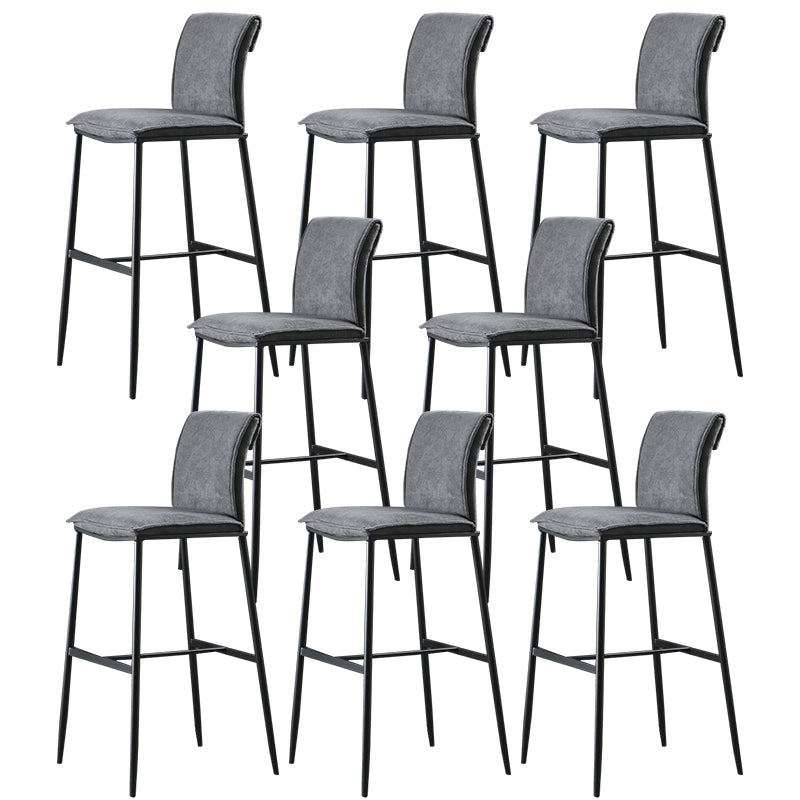 Contemporary Upholstered Counter Stool Low Back Bar Stool with Footrest Grey 8 Piece Set Bar Stool(30"H) Clearhalo 'Bar Furniture' 'Bar Stools' 'bar_stools' 'furn' 'furn_bar_stools' 'Furniture' 'Kitchen & Dining Furniture' 6317987