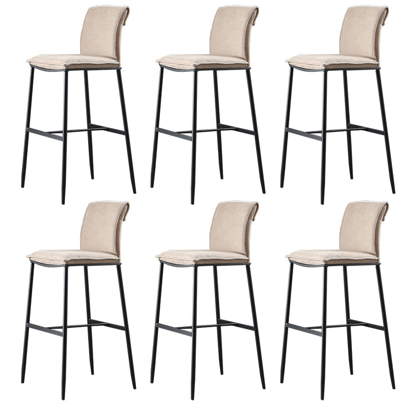 Contemporary Upholstered Counter Stool Low Back Bar Stool with Footrest Brown 6 Piece Set Counter Stool(26"H) Clearhalo 'Bar Furniture' 'Bar Stools' 'bar_stools' 'furn' 'furn_bar_stools' 'Furniture' 'Kitchen & Dining Furniture' 6317990