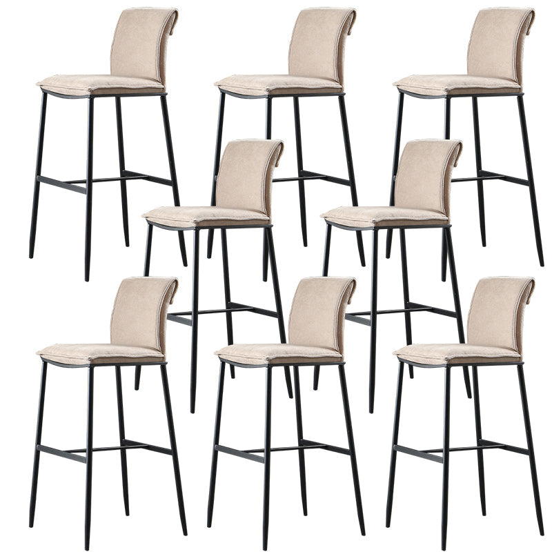 Contemporary Upholstered Counter Stool Low Back Bar Stool with Footrest Brown 8 Piece Set Counter Stool(26"H) Clearhalo 'Bar Furniture' 'Bar Stools' 'bar_stools' 'furn' 'furn_bar_stools' 'Furniture' 'Kitchen & Dining Furniture' 6317991