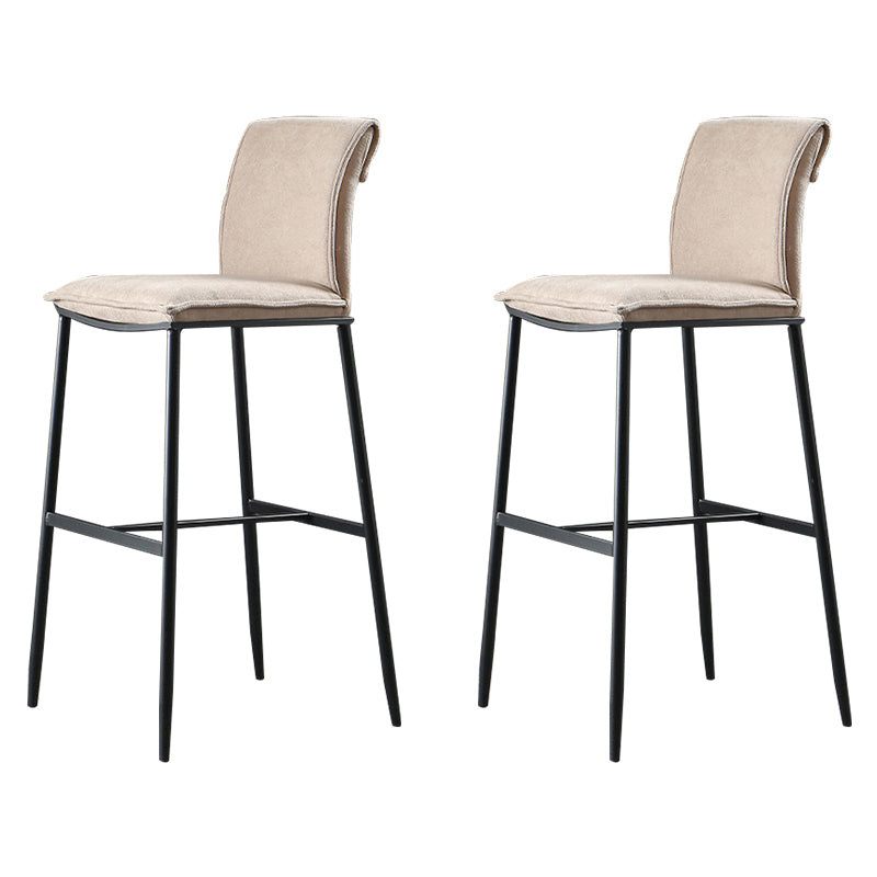 Contemporary Upholstered Counter Stool Low Back Bar Stool with Footrest Brown 2 Piece Set Bar Stool(30"H) Clearhalo 'Bar Furniture' 'Bar Stools' 'bar_stools' 'furn' 'furn_bar_stools' 'Furniture' 'Kitchen & Dining Furniture' 6317992