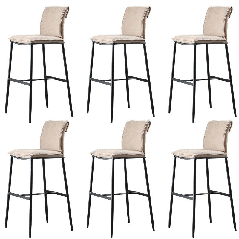 Contemporary Upholstered Counter Stool Low Back Bar Stool with Footrest Brown 6 Piece Set Bar Stool(30"H) Clearhalo 'Bar Furniture' 'Bar Stools' 'bar_stools' 'furn' 'furn_bar_stools' 'Furniture' 'Kitchen & Dining Furniture' 6317994