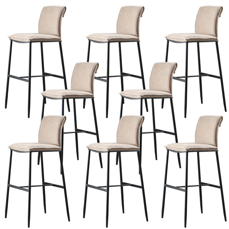 Contemporary Upholstered Counter Stool Low Back Bar Stool with Footrest Brown 8 Piece Set Bar Stool(30"H) Clearhalo 'Bar Furniture' 'Bar Stools' 'bar_stools' 'furn' 'furn_bar_stools' 'Furniture' 'Kitchen & Dining Furniture' 6317995
