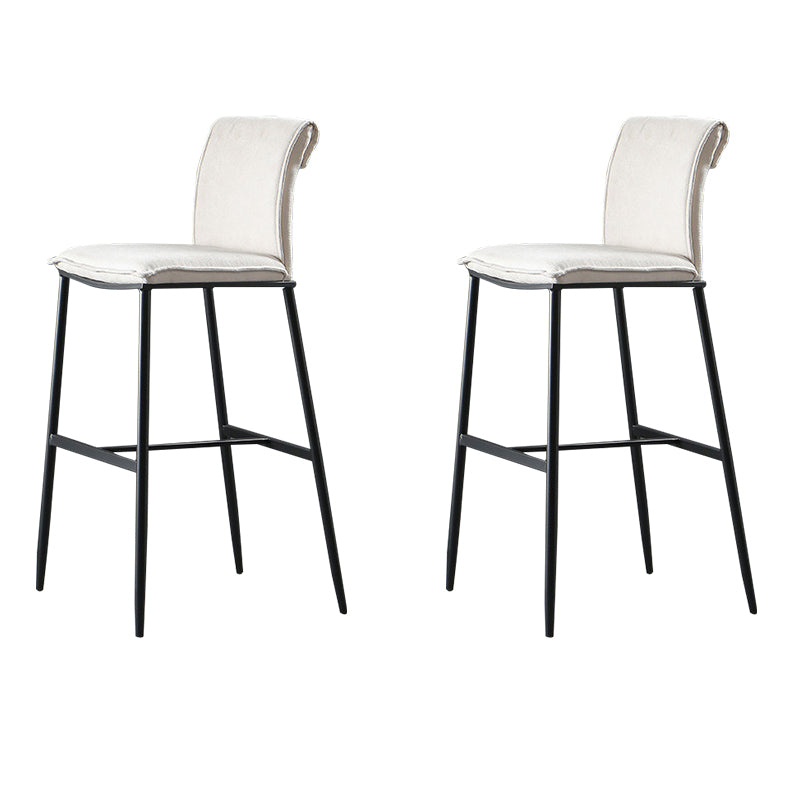 Contemporary Upholstered Counter Stool Low Back Bar Stool with Footrest Off-White 2 Piece Set Counter Stool(26"H) Clearhalo 'Bar Furniture' 'Bar Stools' 'bar_stools' 'furn' 'furn_bar_stools' 'Furniture' 'Kitchen & Dining Furniture' 6317996