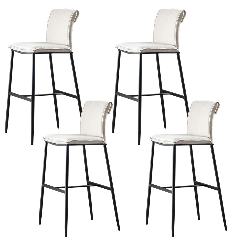 Contemporary Upholstered Counter Stool Low Back Bar Stool with Footrest Off-White 4 Piece Set Counter Stool(26"H) Clearhalo 'Bar Furniture' 'Bar Stools' 'bar_stools' 'furn' 'furn_bar_stools' 'Furniture' 'Kitchen & Dining Furniture' 6317997