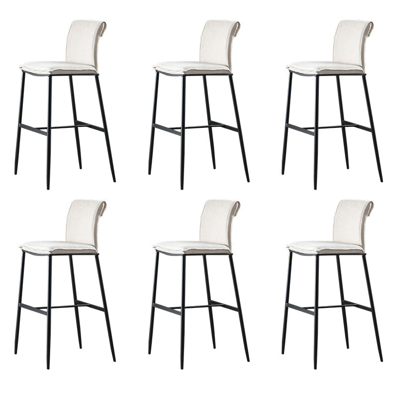 Contemporary Upholstered Counter Stool Low Back Bar Stool with Footrest Off-White 6 Piece Set Counter Stool(26"H) Clearhalo 'Bar Furniture' 'Bar Stools' 'bar_stools' 'furn' 'furn_bar_stools' 'Furniture' 'Kitchen & Dining Furniture' 6317998
