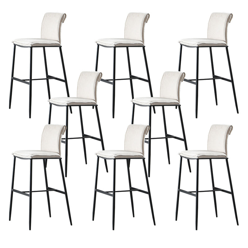 Contemporary Upholstered Counter Stool Low Back Bar Stool with Footrest Off-White 8 Piece Set Counter Stool(26"H) Clearhalo 'Bar Furniture' 'Bar Stools' 'bar_stools' 'furn' 'furn_bar_stools' 'Furniture' 'Kitchen & Dining Furniture' 6317999