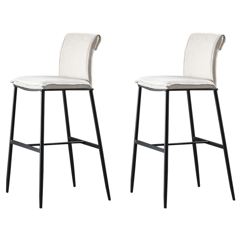 Contemporary Upholstered Counter Stool Low Back Bar Stool with Footrest Off-White 2 Piece Set Bar Stool(30"H) Clearhalo 'Bar Furniture' 'Bar Stools' 'bar_stools' 'furn' 'furn_bar_stools' 'Furniture' 'Kitchen & Dining Furniture' 6318000