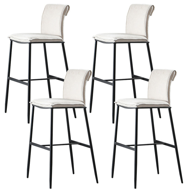 Contemporary Upholstered Counter Stool Low Back Bar Stool with Footrest Off-White 4 Piece Set Bar Stool(30"H) Clearhalo 'Bar Furniture' 'Bar Stools' 'bar_stools' 'furn' 'furn_bar_stools' 'Furniture' 'Kitchen & Dining Furniture' 6318001