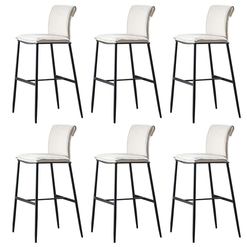 Contemporary Upholstered Counter Stool Low Back Bar Stool with Footrest Off-White 6 Piece Set Bar Stool(30"H) Clearhalo 'Bar Furniture' 'Bar Stools' 'bar_stools' 'furn' 'furn_bar_stools' 'Furniture' 'Kitchen & Dining Furniture' 6318002