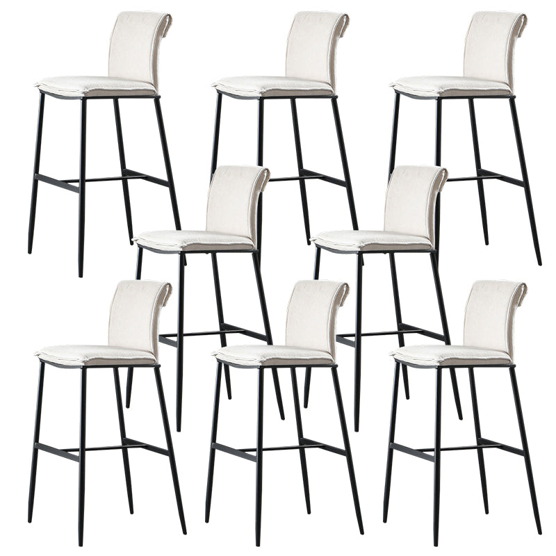 Contemporary Upholstered Counter Stool Low Back Bar Stool with Footrest Off-White 8 Piece Set Bar Stool(30"H) Clearhalo 'Bar Furniture' 'Bar Stools' 'bar_stools' 'furn' 'furn_bar_stools' 'Furniture' 'Kitchen & Dining Furniture' 6318003