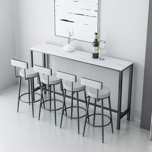 Modern Style Linen Counter Stool Round Low Back Bar Stool with Footrest Clearhalo 'Bar Furniture' 'Bar Stools' 'bar_stools' 'furn' 'furn_bar_stools' 'Furniture' 'Kitchen & Dining Furniture' 6318041