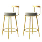 Modern Style Linen Counter Stool Round Low Back Bar Stool with Footrest Grey 2 Piece Set Bar Stool(30"H) Clearhalo 'Bar Furniture' 'Bar Stools' 'bar_stools' 'furn' 'furn_bar_stools' 'Furniture' 'Kitchen & Dining Furniture' 6318044