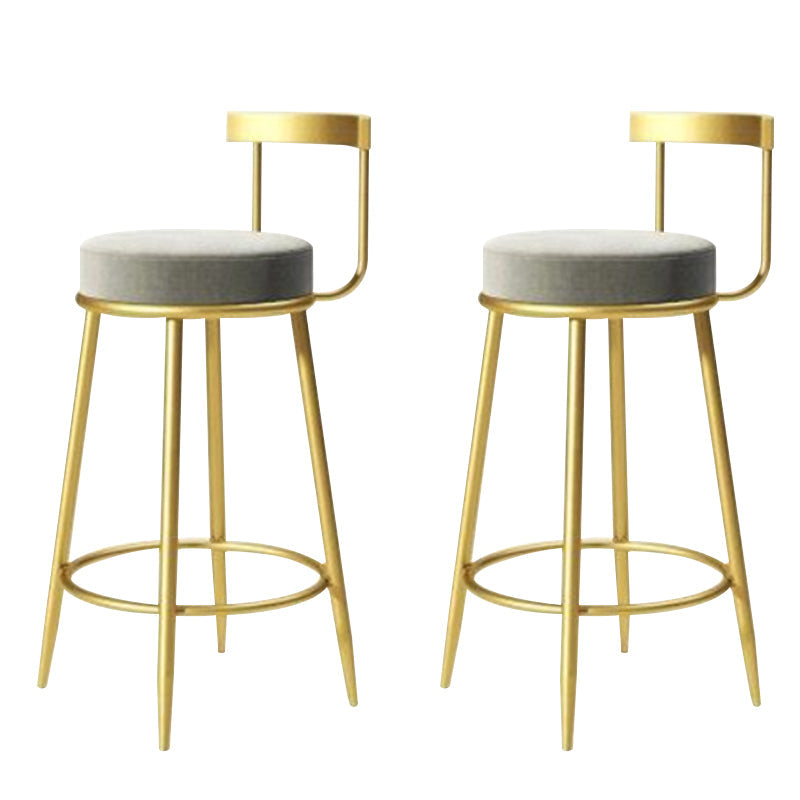 Modern Style Linen Counter Stool Round Low Back Bar Stool with Footrest Grey 2 Piece Set Bar Stool(30"H) Clearhalo 'Bar Furniture' 'Bar Stools' 'bar_stools' 'furn' 'furn_bar_stools' 'Furniture' 'Kitchen & Dining Furniture' 6318044