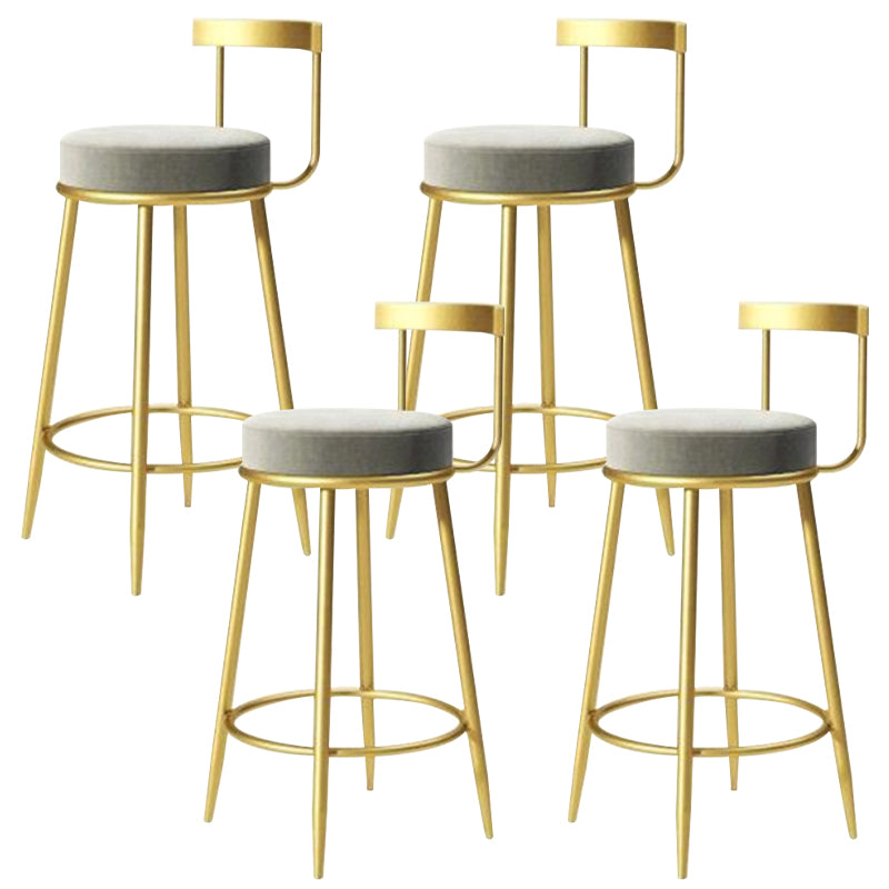 Modern Style Linen Counter Stool Round Low Back Bar Stool with Footrest Grey 4 Piece Set Bar Stool(30"H) Clearhalo 'Bar Furniture' 'Bar Stools' 'bar_stools' 'furn' 'furn_bar_stools' 'Furniture' 'Kitchen & Dining Furniture' 6318046