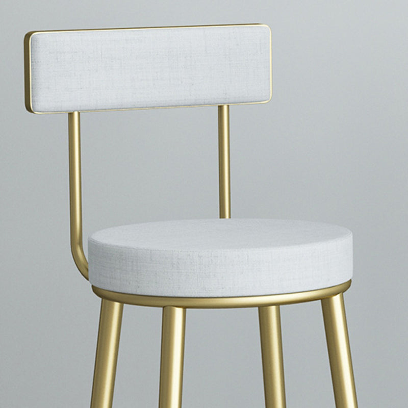 Modern Style Linen Counter Stool Round Low Back Bar Stool with Footrest Clearhalo 'Bar Furniture' 'Bar Stools' 'bar_stools' 'furn' 'furn_bar_stools' 'Furniture' 'Kitchen & Dining Furniture' 6318047