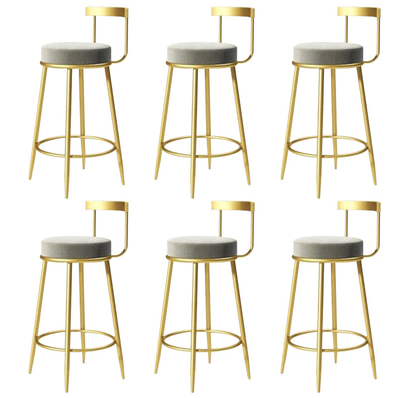 Modern Style Linen Counter Stool Round Low Back Bar Stool with Footrest Grey 6 Piece Set Bar Stool(30"H) Clearhalo 'Bar Furniture' 'Bar Stools' 'bar_stools' 'furn' 'furn_bar_stools' 'Furniture' 'Kitchen & Dining Furniture' 6318048