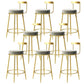 Modern Style Linen Counter Stool Round Low Back Bar Stool with Footrest Grey 8 Piece Set Bar Stool(30"H) Clearhalo 'Bar Furniture' 'Bar Stools' 'bar_stools' 'furn' 'furn_bar_stools' 'Furniture' 'Kitchen & Dining Furniture' 6318050