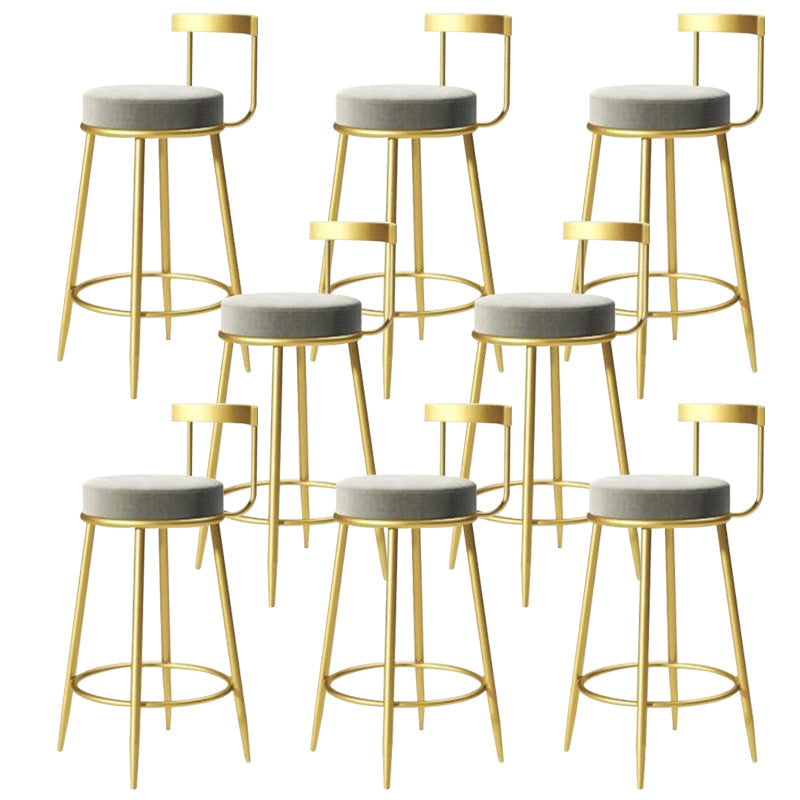 Modern Style Linen Counter Stool Round Low Back Bar Stool with Footrest Grey 8 Piece Set Bar Stool(30"H) Clearhalo 'Bar Furniture' 'Bar Stools' 'bar_stools' 'furn' 'furn_bar_stools' 'Furniture' 'Kitchen & Dining Furniture' 6318050