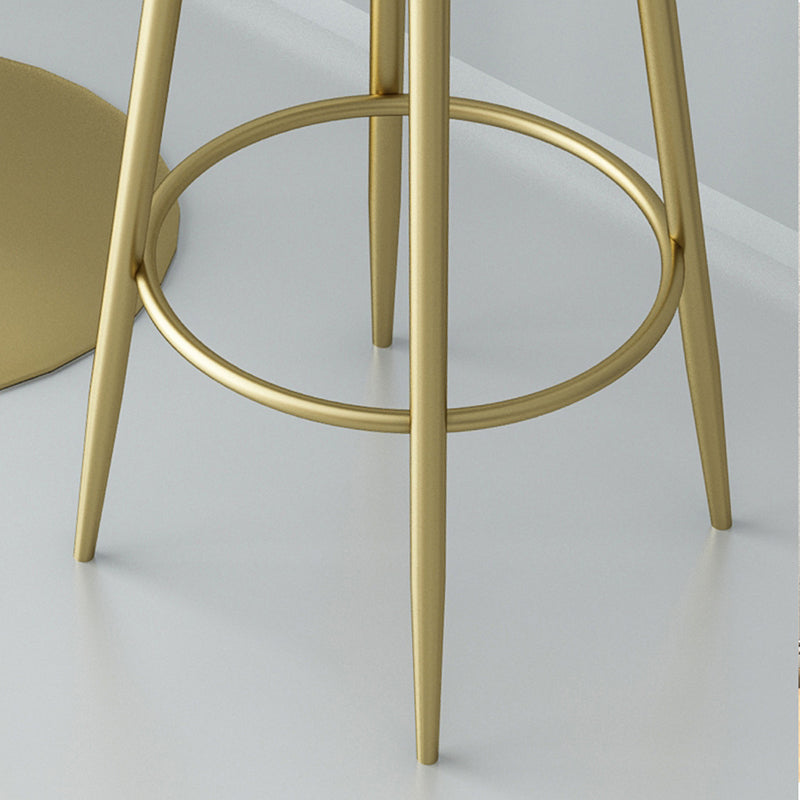 Modern Style Linen Counter Stool Round Low Back Bar Stool with Footrest Clearhalo 'Bar Furniture' 'Bar Stools' 'bar_stools' 'furn' 'furn_bar_stools' 'Furniture' 'Kitchen & Dining Furniture' 6318051
