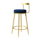 Modern Style Linen Counter Stool Round Low Back Bar Stool with Footrest Blue 1 Piece Bar Stool(30"H) Clearhalo 'Bar Furniture' 'Bar Stools' 'bar_stools' 'furn' 'furn_bar_stools' 'Furniture' 'Kitchen & Dining Furniture' 6318052