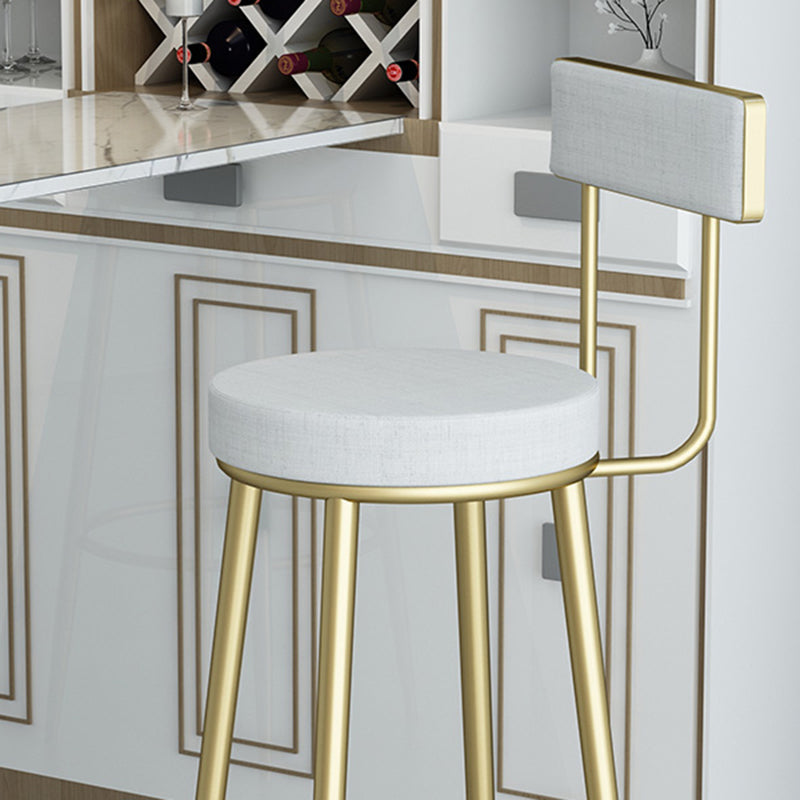 Modern Style Linen Counter Stool Round Low Back Bar Stool with Footrest Clearhalo 'Bar Furniture' 'Bar Stools' 'bar_stools' 'furn' 'furn_bar_stools' 'Furniture' 'Kitchen & Dining Furniture' 6318054