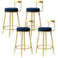 Modern Style Linen Counter Stool Round Low Back Bar Stool with Footrest Blue 4 Piece Set Bar Stool(30"H) Clearhalo 'Bar Furniture' 'Bar Stools' 'bar_stools' 'furn' 'furn_bar_stools' 'Furniture' 'Kitchen & Dining Furniture' 6318055