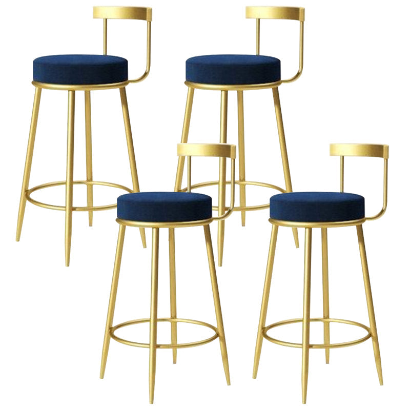 Modern Style Linen Counter Stool Round Low Back Bar Stool with Footrest Blue 4 Piece Set Bar Stool(30"H) Clearhalo 'Bar Furniture' 'Bar Stools' 'bar_stools' 'furn' 'furn_bar_stools' 'Furniture' 'Kitchen & Dining Furniture' 6318055