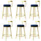 Modern Style Linen Counter Stool Round Low Back Bar Stool with Footrest Blue 6 Piece Set Bar Stool(30"H) Clearhalo 'Bar Furniture' 'Bar Stools' 'bar_stools' 'furn' 'furn_bar_stools' 'Furniture' 'Kitchen & Dining Furniture' 6318056