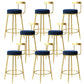 Modern Style Linen Counter Stool Round Low Back Bar Stool with Footrest Blue 8 Piece Set Bar Stool(30"H) Clearhalo 'Bar Furniture' 'Bar Stools' 'bar_stools' 'furn' 'furn_bar_stools' 'Furniture' 'Kitchen & Dining Furniture' 6318057