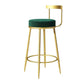 Modern Style Linen Counter Stool Round Low Back Bar Stool with Footrest Green 1 Piece Bar Stool(30"H) Clearhalo 'Bar Furniture' 'Bar Stools' 'bar_stools' 'furn' 'furn_bar_stools' 'Furniture' 'Kitchen & Dining Furniture' 6318058