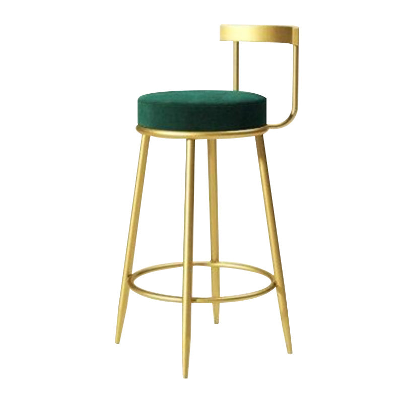 Modern Style Linen Counter Stool Round Low Back Bar Stool with Footrest Green 1 Piece Bar Stool(30"H) Clearhalo 'Bar Furniture' 'Bar Stools' 'bar_stools' 'furn' 'furn_bar_stools' 'Furniture' 'Kitchen & Dining Furniture' 6318058