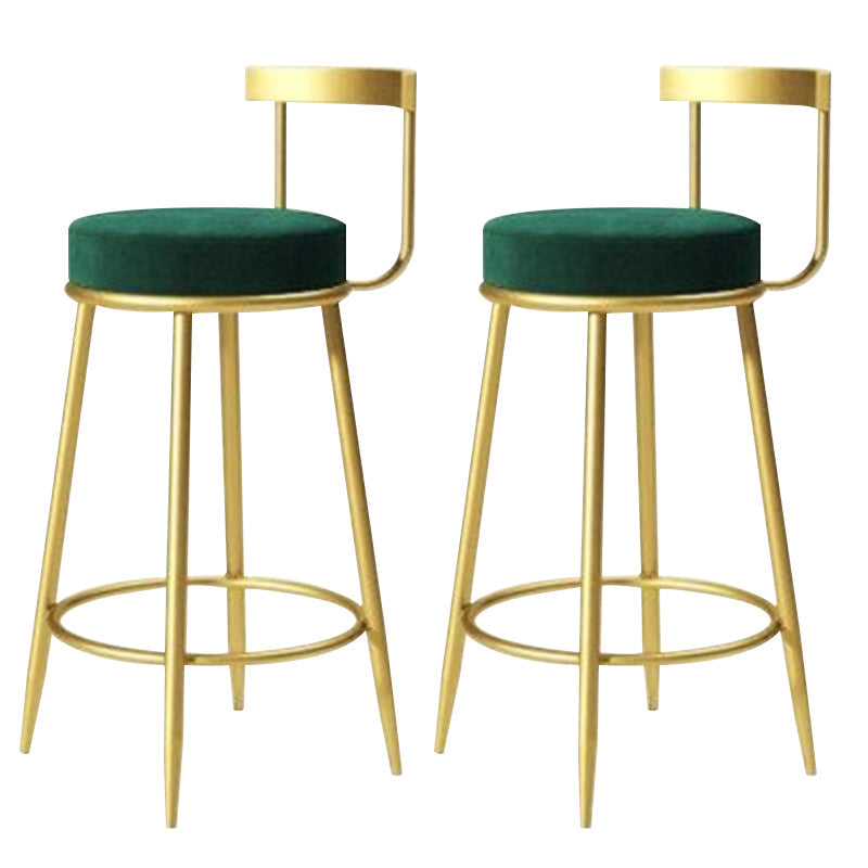 Modern Style Linen Counter Stool Round Low Back Bar Stool with Footrest Green 2 Piece Set Bar Stool(30"H) Clearhalo 'Bar Furniture' 'Bar Stools' 'bar_stools' 'furn' 'furn_bar_stools' 'Furniture' 'Kitchen & Dining Furniture' 6318059