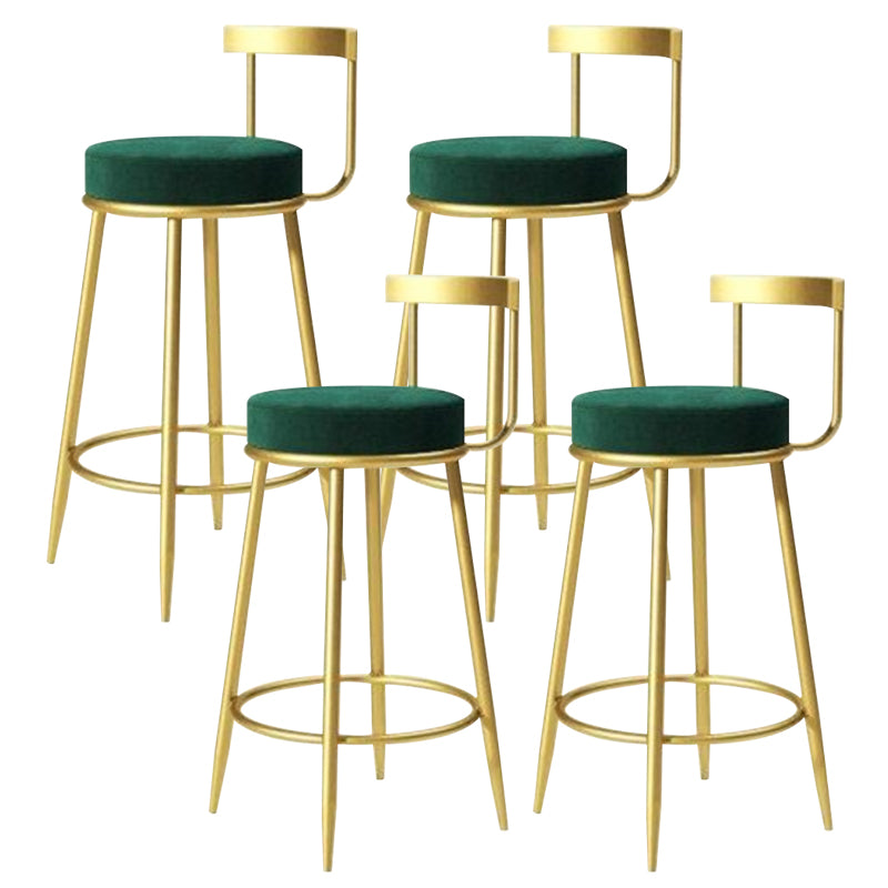 Modern Style Linen Counter Stool Round Low Back Bar Stool with Footrest Green 4 Piece Set Bar Stool(30"H) Clearhalo 'Bar Furniture' 'Bar Stools' 'bar_stools' 'furn' 'furn_bar_stools' 'Furniture' 'Kitchen & Dining Furniture' 6318060