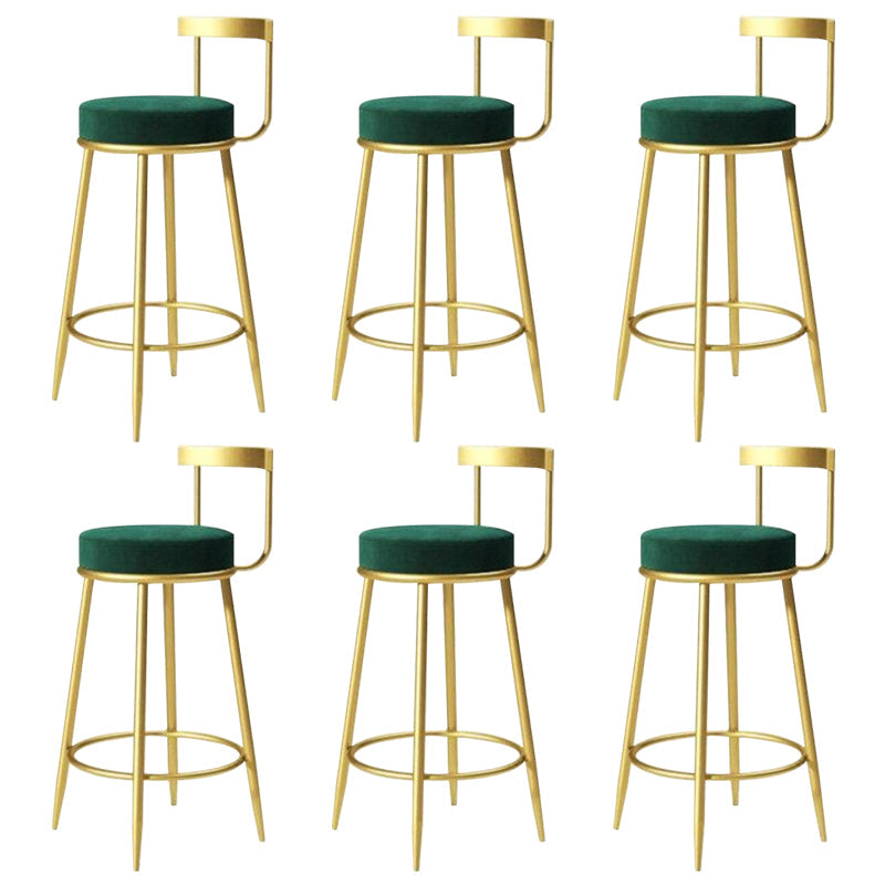 Modern Style Linen Counter Stool Round Low Back Bar Stool with Footrest Green 6 Piece Set Bar Stool(30"H) Clearhalo 'Bar Furniture' 'Bar Stools' 'bar_stools' 'furn' 'furn_bar_stools' 'Furniture' 'Kitchen & Dining Furniture' 6318061