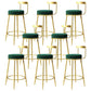 Modern Style Linen Counter Stool Round Low Back Bar Stool with Footrest Green 8 Piece Set Bar Stool(30"H) Clearhalo 'Bar Furniture' 'Bar Stools' 'bar_stools' 'furn' 'furn_bar_stools' 'Furniture' 'Kitchen & Dining Furniture' 6318062