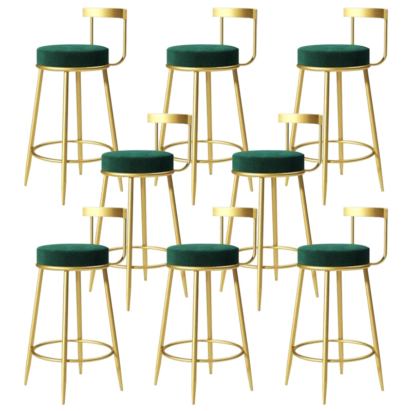 Modern Style Linen Counter Stool Round Low Back Bar Stool with Footrest Green 8 Piece Set Bar Stool(30"H) Clearhalo 'Bar Furniture' 'Bar Stools' 'bar_stools' 'furn' 'furn_bar_stools' 'Furniture' 'Kitchen & Dining Furniture' 6318062