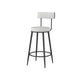 Modern Style Linen Counter Stool Round Low Back Bar Stool with Footrest Black-Gray 1 Piece Counter Stool(26"H) Clearhalo 'Bar Furniture' 'Bar Stools' 'bar_stools' 'furn' 'furn_bar_stools' 'Furniture' 'Kitchen & Dining Furniture' 6318063