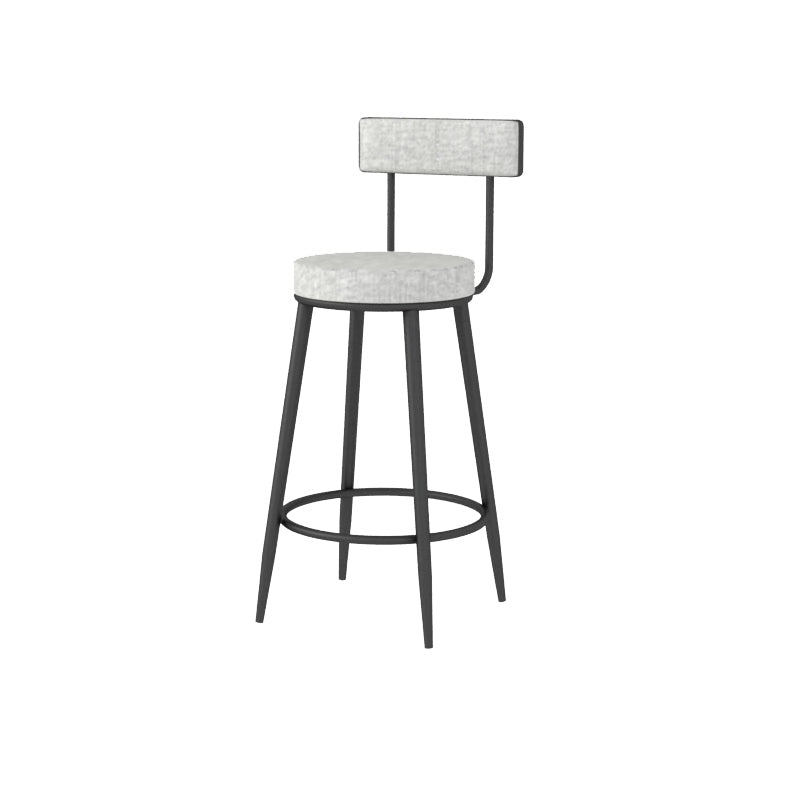 Modern Style Linen Counter Stool Round Low Back Bar Stool with Footrest Black-Gray 1 Piece Counter Stool(26"H) Clearhalo 'Bar Furniture' 'Bar Stools' 'bar_stools' 'furn' 'furn_bar_stools' 'Furniture' 'Kitchen & Dining Furniture' 6318063