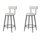 Modern Style Linen Counter Stool Round Low Back Bar Stool with Footrest Black-Gray 2 Piece Set Counter Stool(26"H) Clearhalo 'Bar Furniture' 'Bar Stools' 'bar_stools' 'furn' 'furn_bar_stools' 'Furniture' 'Kitchen & Dining Furniture' 6318064