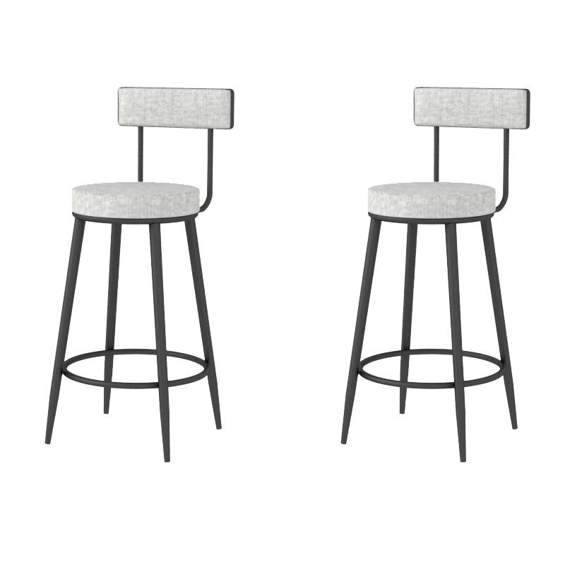 Modern Style Linen Counter Stool Round Low Back Bar Stool with Footrest Black-Gray 2 Piece Set Counter Stool(26"H) Clearhalo 'Bar Furniture' 'Bar Stools' 'bar_stools' 'furn' 'furn_bar_stools' 'Furniture' 'Kitchen & Dining Furniture' 6318064