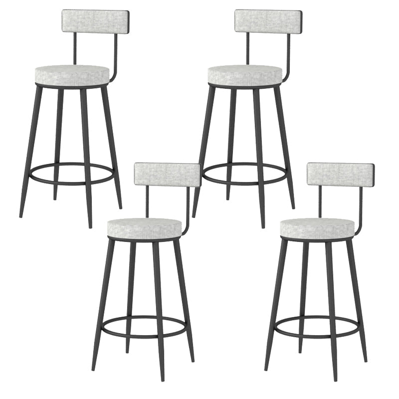 Modern Style Linen Counter Stool Round Low Back Bar Stool with Footrest Black-Gray 4 Piece Set Counter Stool(26"H) Clearhalo 'Bar Furniture' 'Bar Stools' 'bar_stools' 'furn' 'furn_bar_stools' 'Furniture' 'Kitchen & Dining Furniture' 6318065