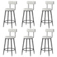 Modern Style Linen Counter Stool Round Low Back Bar Stool with Footrest Black-Gray 6 Piece Set Counter Stool(26"H) Clearhalo 'Bar Furniture' 'Bar Stools' 'bar_stools' 'furn' 'furn_bar_stools' 'Furniture' 'Kitchen & Dining Furniture' 6318066