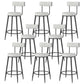 Modern Style Linen Counter Stool Round Low Back Bar Stool with Footrest Black-Gray 8 Piece Set Counter Stool(26"H) Clearhalo 'Bar Furniture' 'Bar Stools' 'bar_stools' 'furn' 'furn_bar_stools' 'Furniture' 'Kitchen & Dining Furniture' 6318067