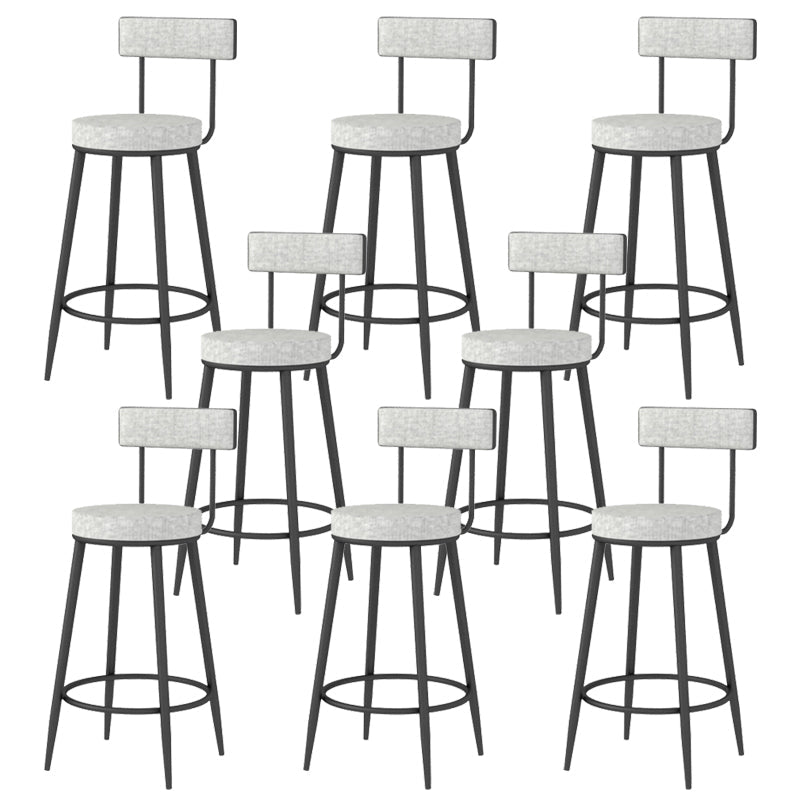Modern Style Linen Counter Stool Round Low Back Bar Stool with Footrest Black-Gray 8 Piece Set Counter Stool(26"H) Clearhalo 'Bar Furniture' 'Bar Stools' 'bar_stools' 'furn' 'furn_bar_stools' 'Furniture' 'Kitchen & Dining Furniture' 6318067
