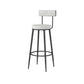 Modern Style Linen Counter Stool Round Low Back Bar Stool with Footrest Black-Gray 1 Piece Bar Stool(30"H) Clearhalo 'Bar Furniture' 'Bar Stools' 'bar_stools' 'furn' 'furn_bar_stools' 'Furniture' 'Kitchen & Dining Furniture' 6318068