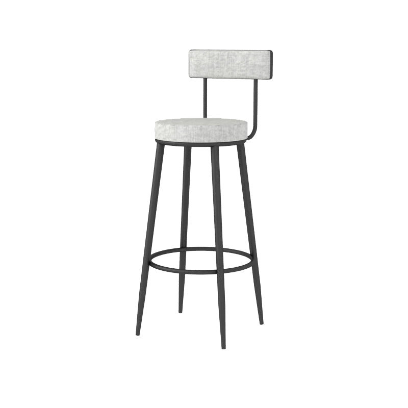 Modern Style Linen Counter Stool Round Low Back Bar Stool with Footrest Black-Gray 1 Piece Bar Stool(30"H) Clearhalo 'Bar Furniture' 'Bar Stools' 'bar_stools' 'furn' 'furn_bar_stools' 'Furniture' 'Kitchen & Dining Furniture' 6318068