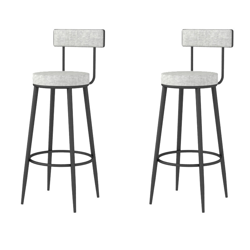 Modern Style Linen Counter Stool Round Low Back Bar Stool with Footrest Black-Gray 2 Piece Set Bar Stool(30"H) Clearhalo 'Bar Furniture' 'Bar Stools' 'bar_stools' 'furn' 'furn_bar_stools' 'Furniture' 'Kitchen & Dining Furniture' 6318069