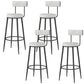 Modern Style Linen Counter Stool Round Low Back Bar Stool with Footrest Black-Gray 4 Piece Set Bar Stool(30"H) Clearhalo 'Bar Furniture' 'Bar Stools' 'bar_stools' 'furn' 'furn_bar_stools' 'Furniture' 'Kitchen & Dining Furniture' 6318070