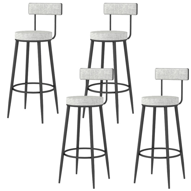 Modern Style Linen Counter Stool Round Low Back Bar Stool with Footrest Black-Gray 4 Piece Set Bar Stool(30"H) Clearhalo 'Bar Furniture' 'Bar Stools' 'bar_stools' 'furn' 'furn_bar_stools' 'Furniture' 'Kitchen & Dining Furniture' 6318070